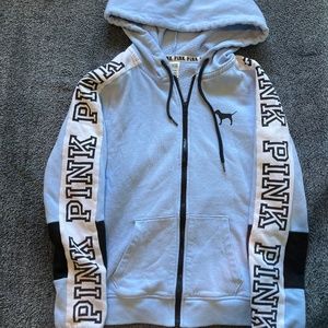 PINK Victoria’s Secret Baby Blue fleece zip-up hoodie
